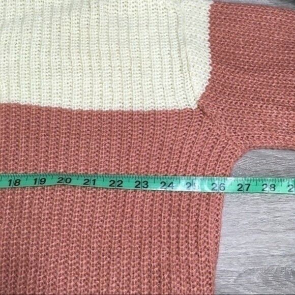 POPSUGAR COLOR BLOCK COWL NECK KNIT BUBBLE SLEEVES SWEATER LARGE CASUAL COMFY - Picture 5 of 10
